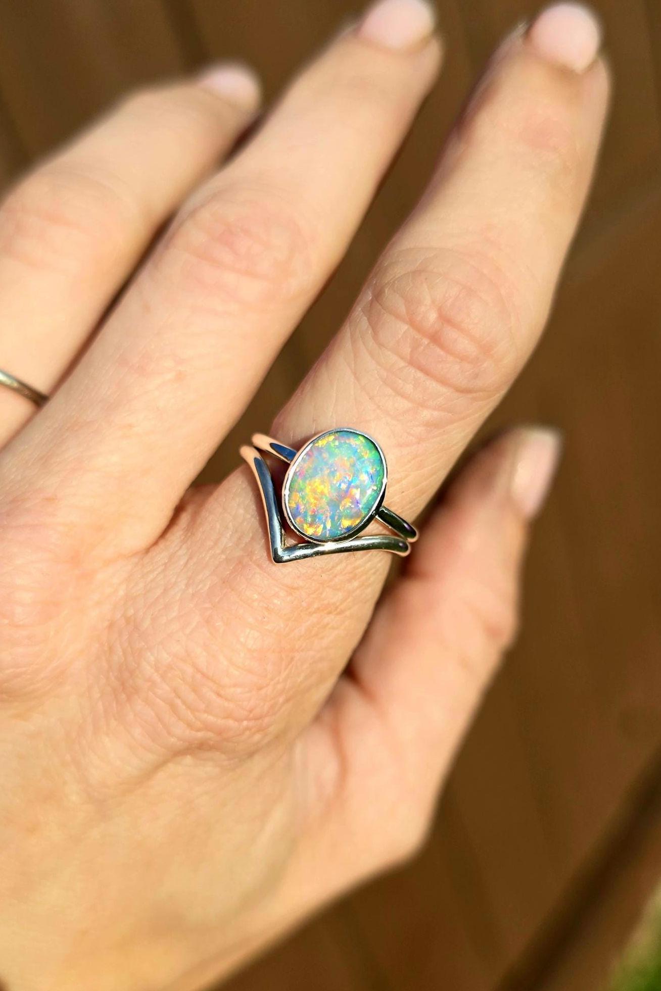 Opal Chevron Ring size 6