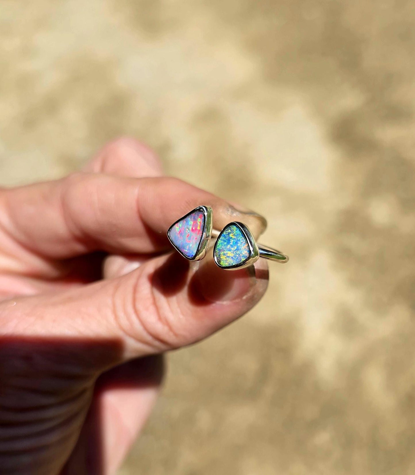 Boulder Opal Open Shank Ring Size 6-7