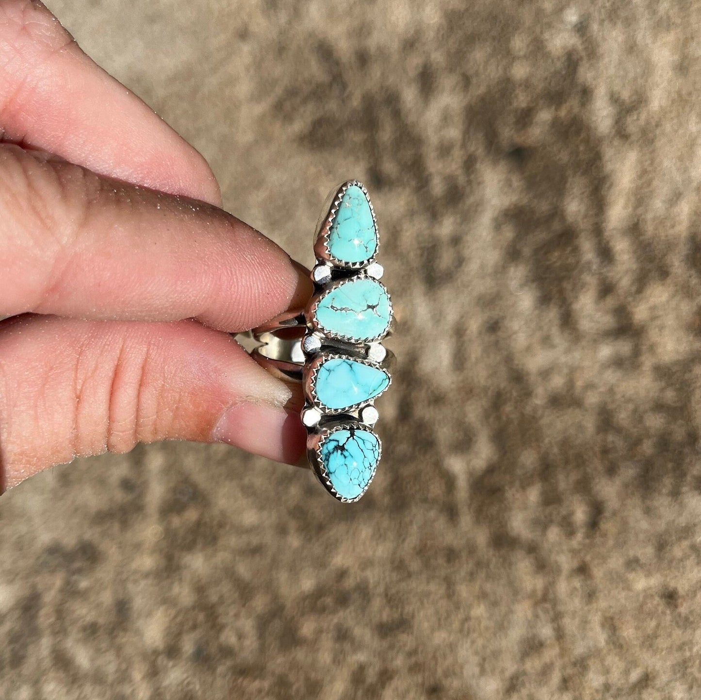 Blue moon turquoise statement ring size 6