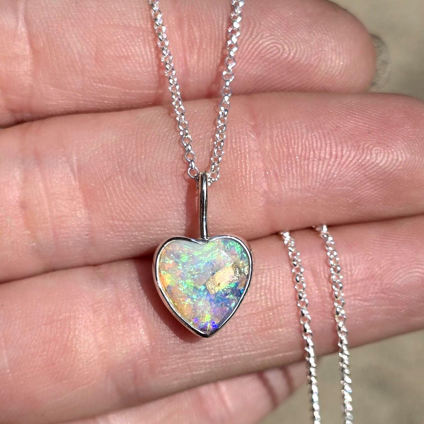 Pipe Opal Heart Necklace