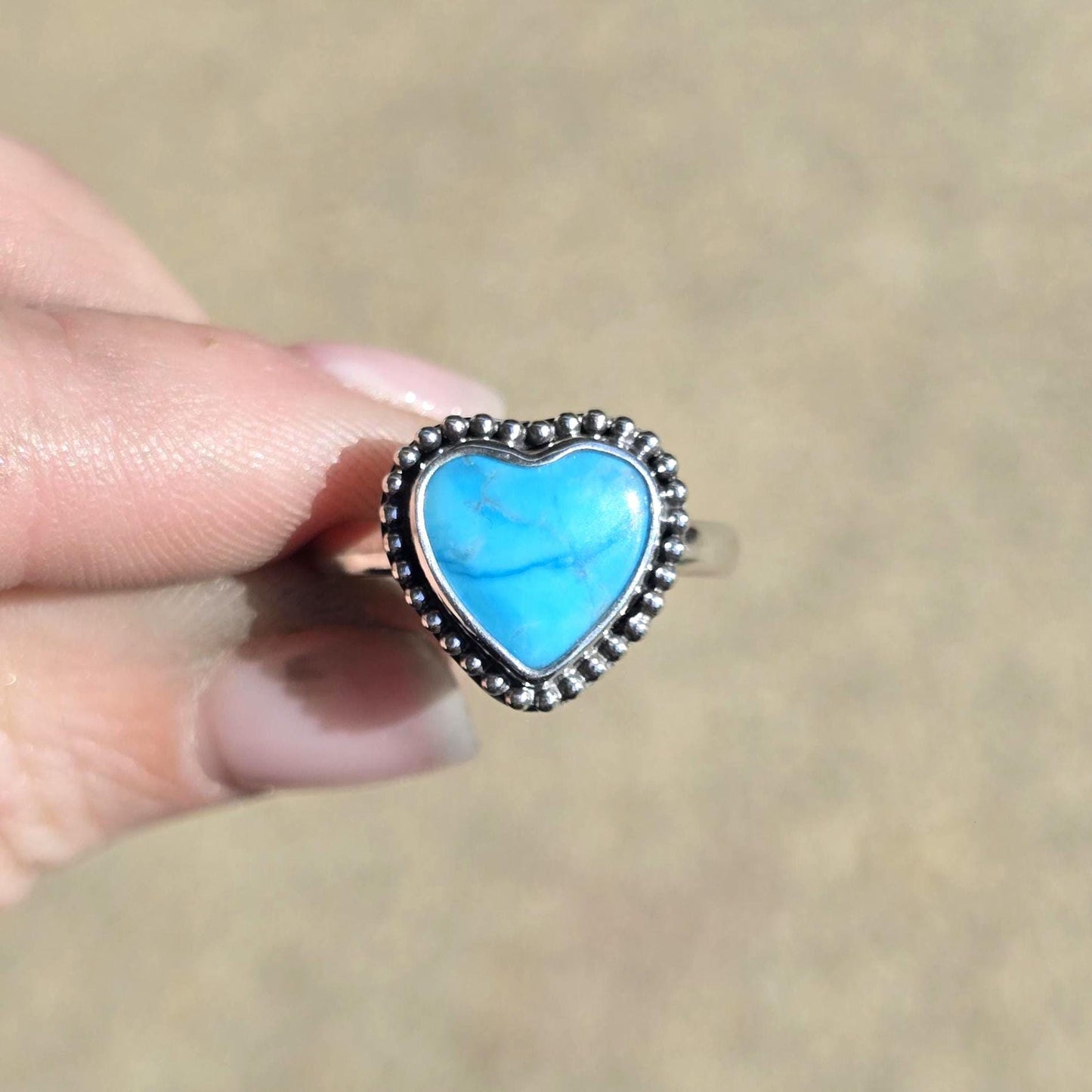 Kingman Turquoise Heart Ring size 8