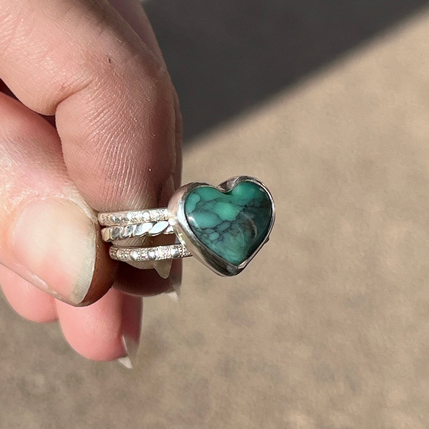 Heart ring with stackers size 6.5