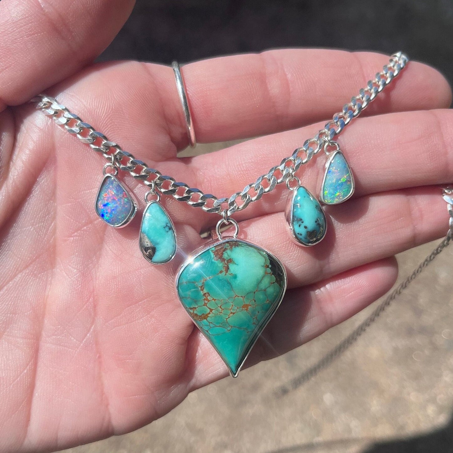 Turquoise and Opal Statement necklace