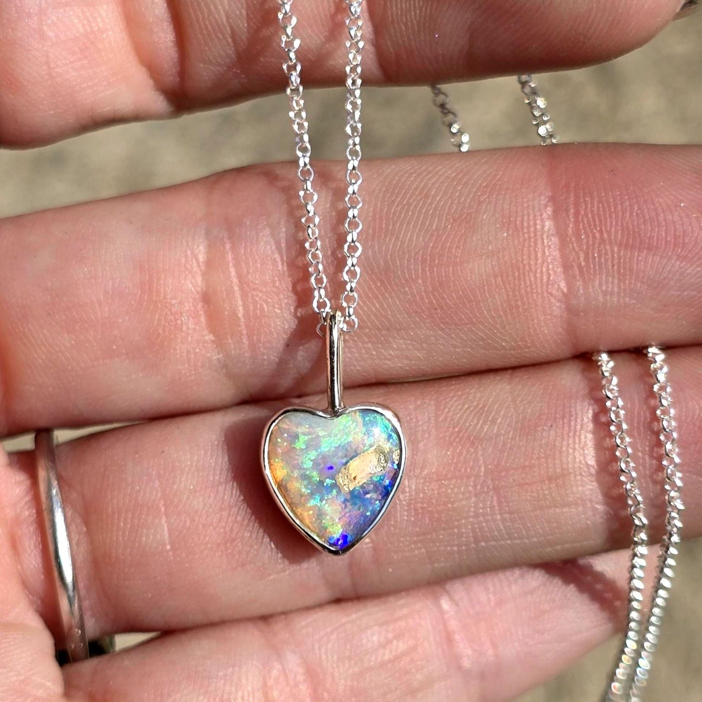 Pipe Opal Heart Necklace
