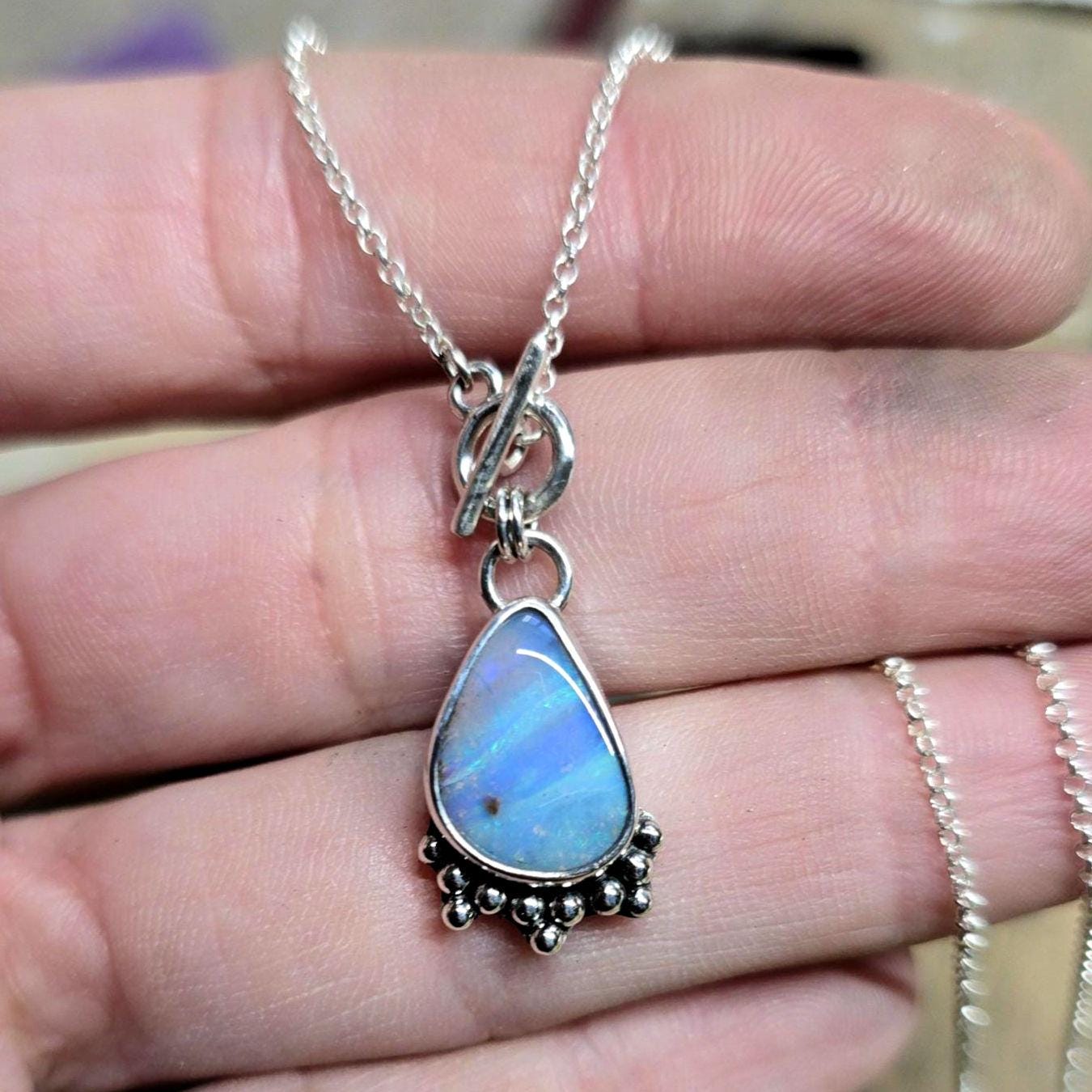 Tiny Toggle Opal Necklace