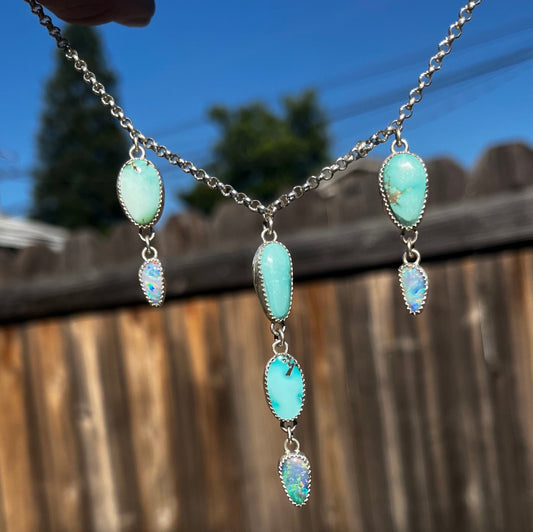Carico Lake turquoise and coober Pedy Opal Drip necklace