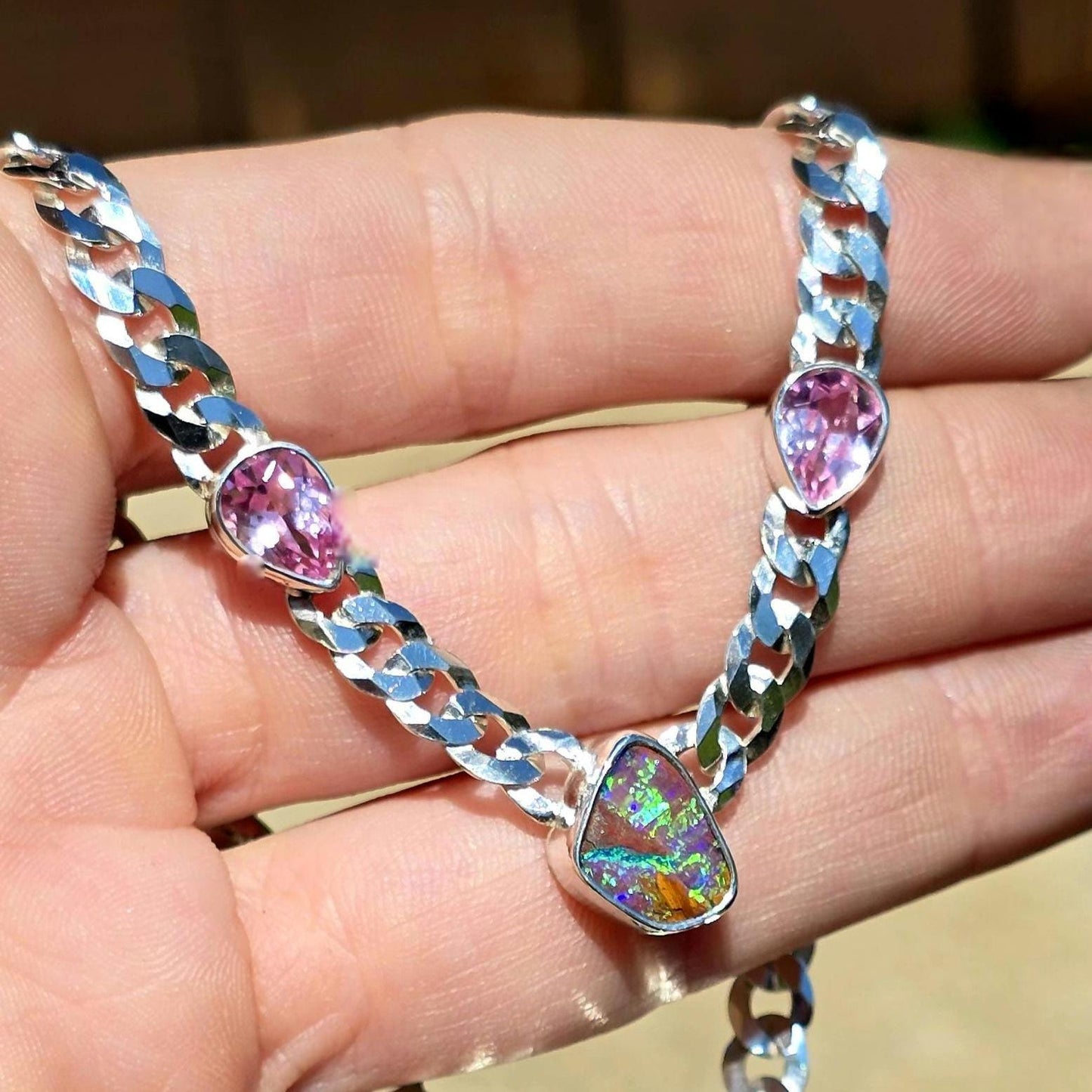 Pink Pipe Opal Morganite Necklace