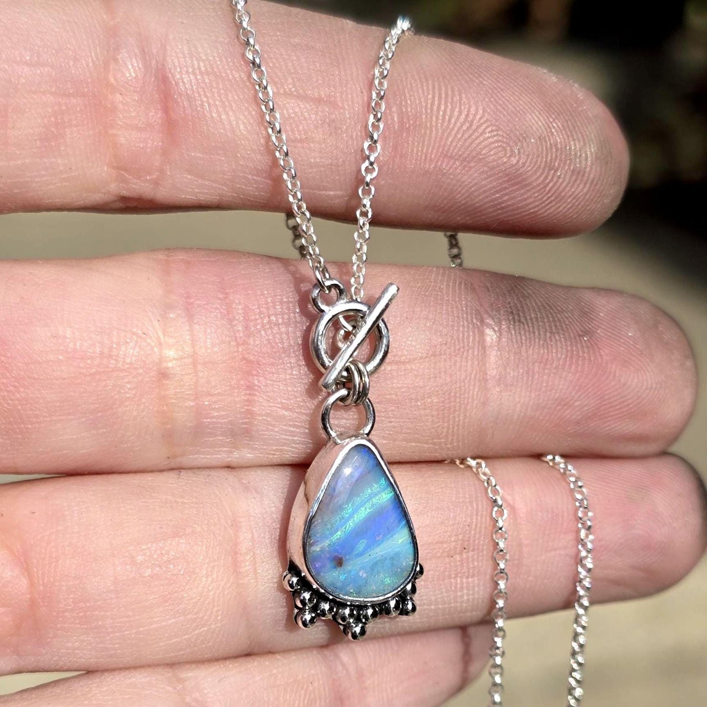Tiny Toggle Opal Necklace