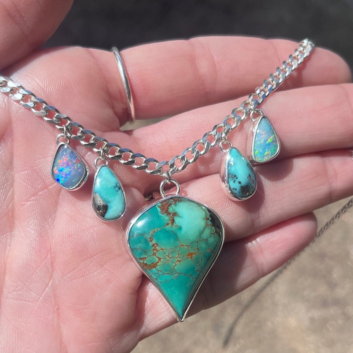 Turquoise and Opal Statement necklace