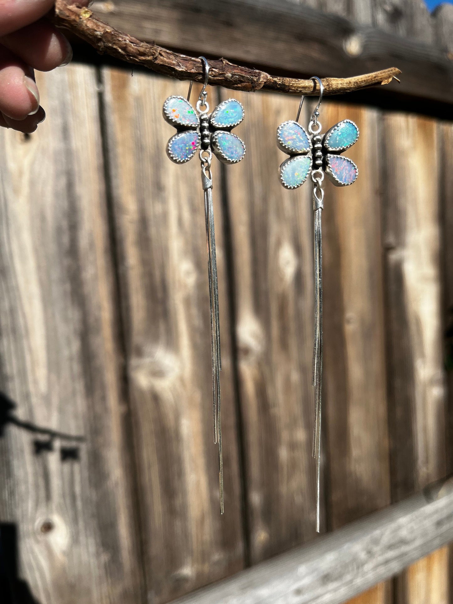 Dainty Australian Opal butterfly earrings