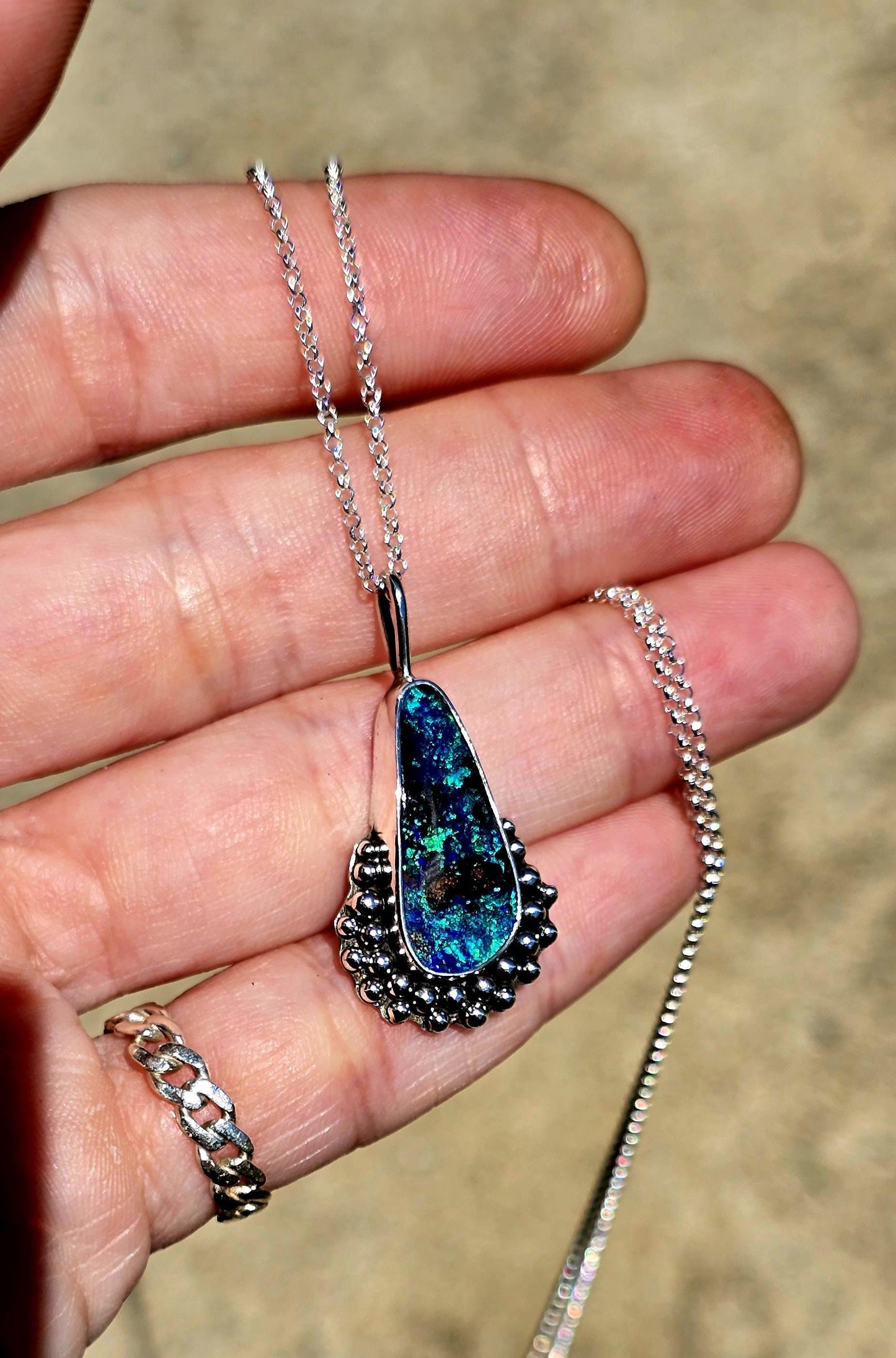 Starry Nights Boulder Opal Necklace