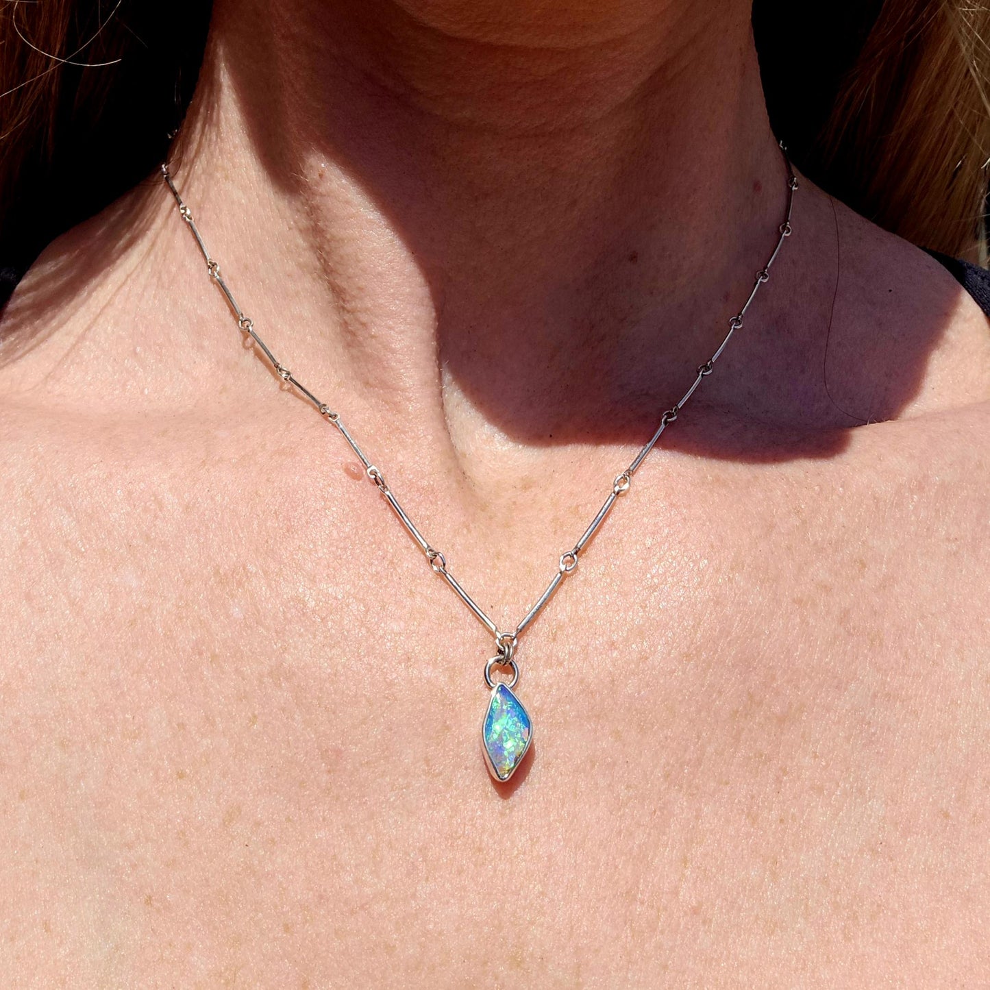 Pipe Opal Bar Necklace