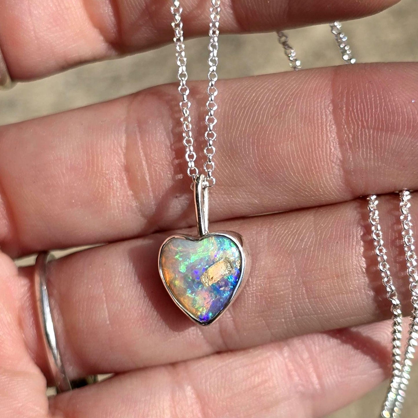 Pipe Opal Heart Necklace