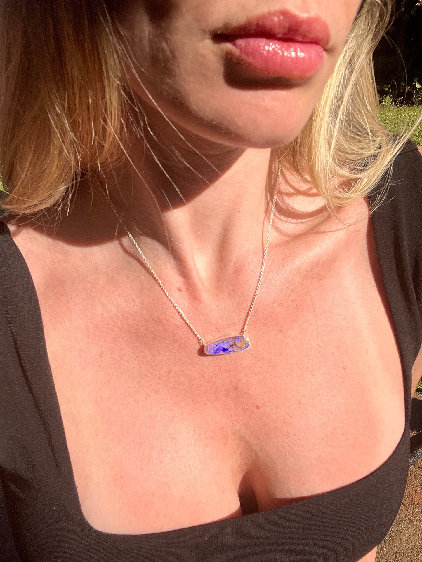 Purple Crystal Pipe Opal Necklace