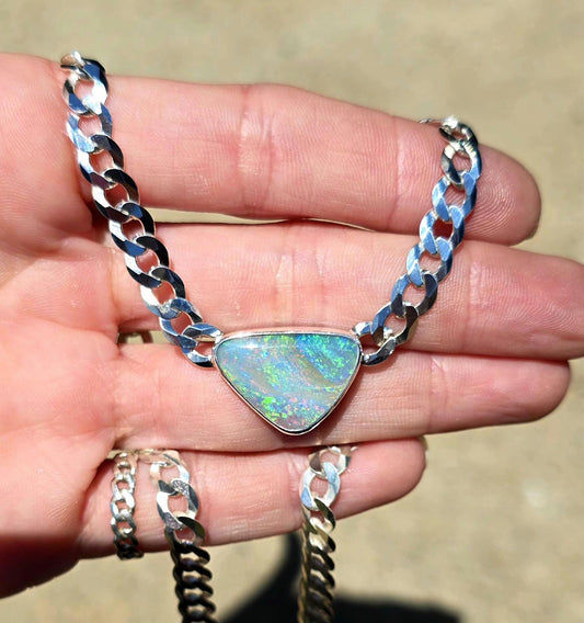 Rainbow Australian Opal Necklace