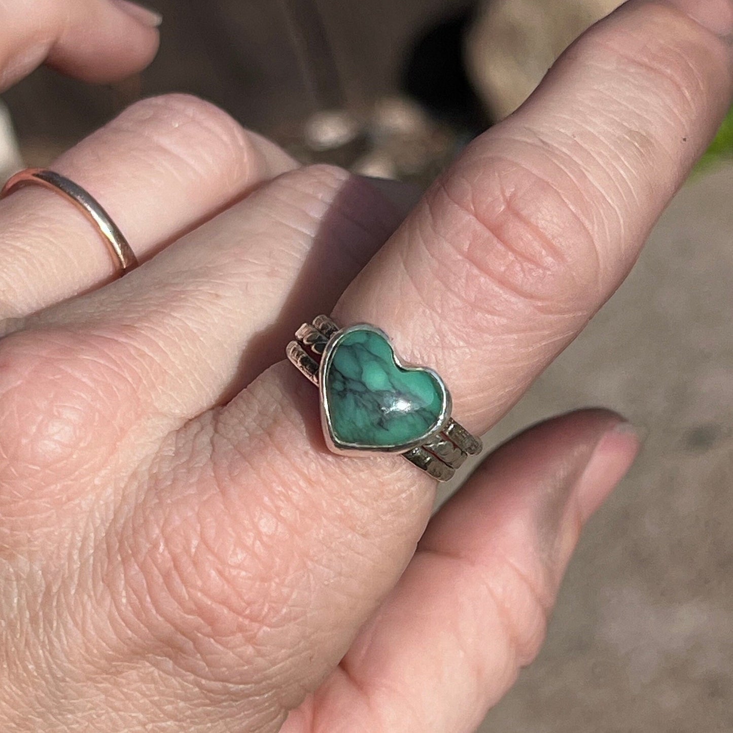 Heart ring with stackers size 6.5