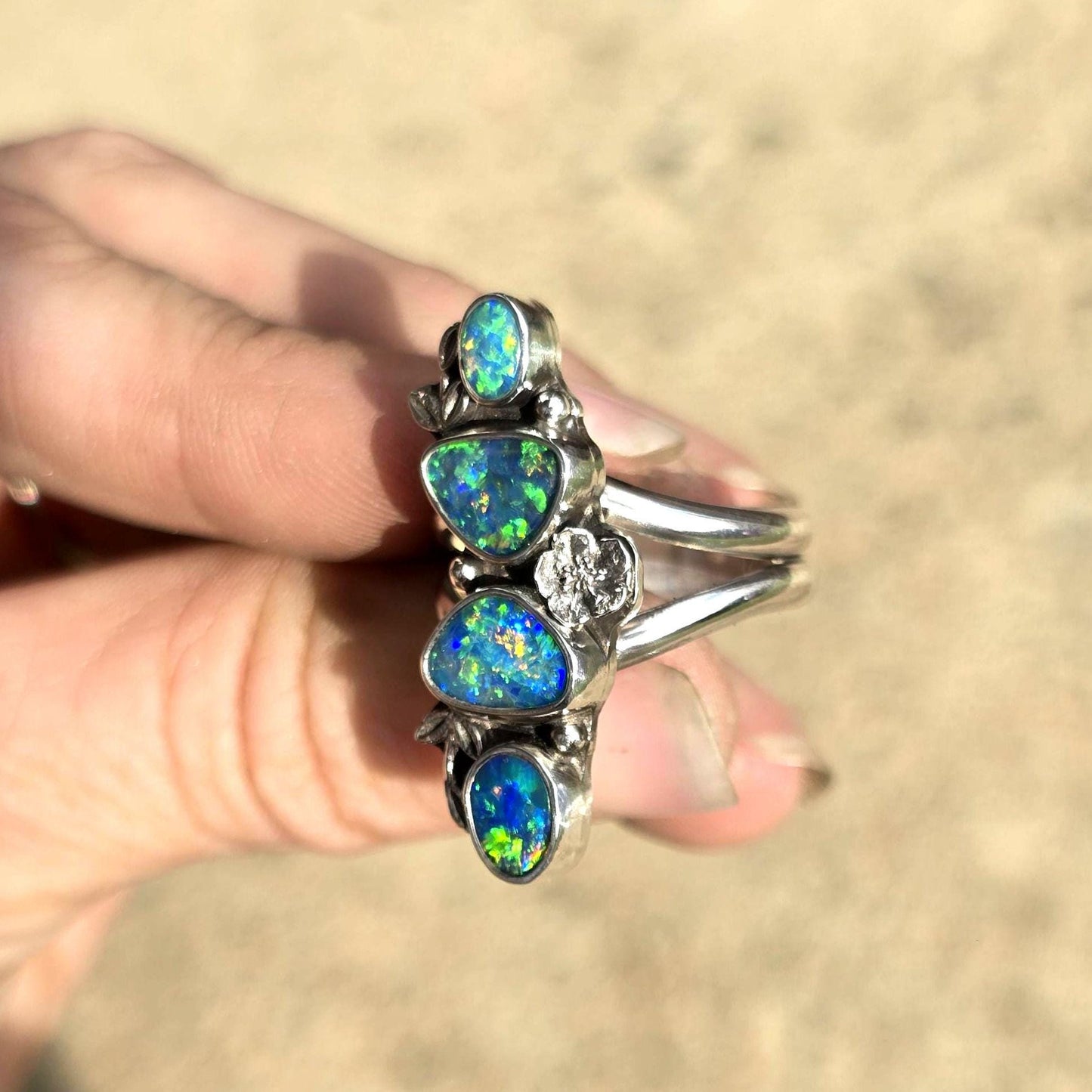 Floral Opal Statement Ring