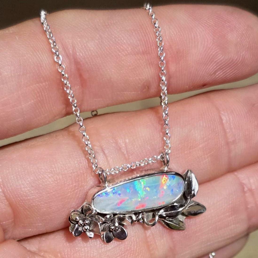 **Flaw Floral Australian Opal Necklace