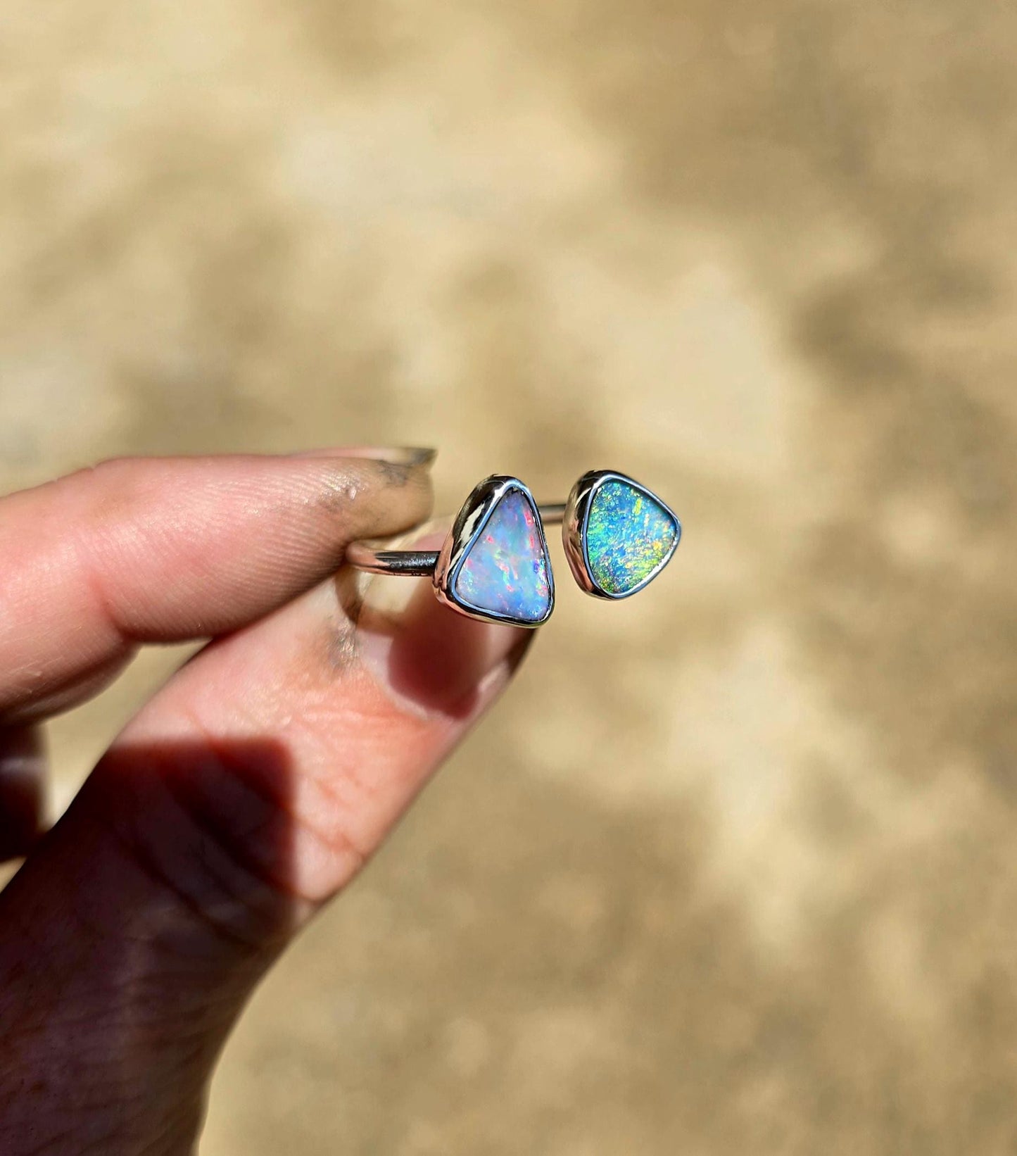 Boulder Opal Open Shank Ring Size 6-7