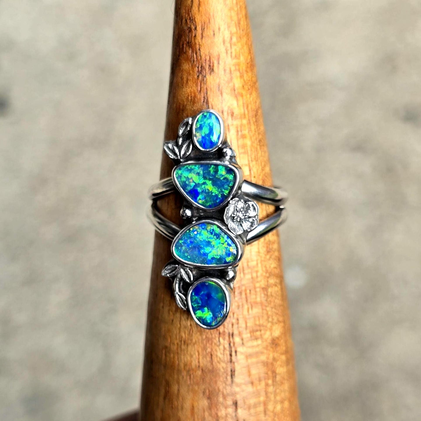 Floral Opal Statement Ring