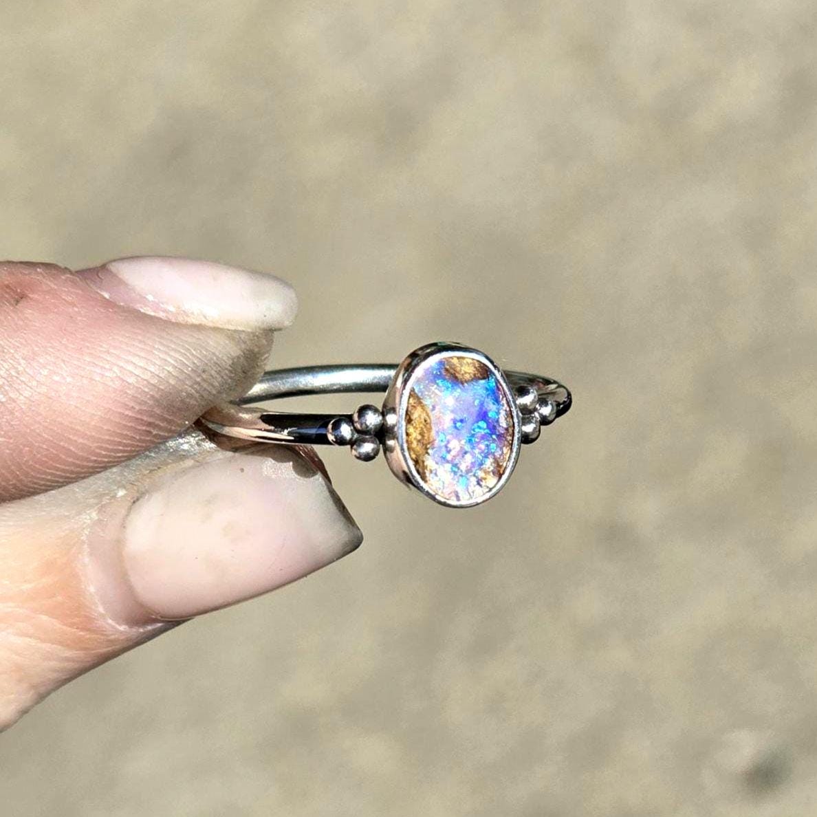Dainty Pipe Opal Ring size 6.5