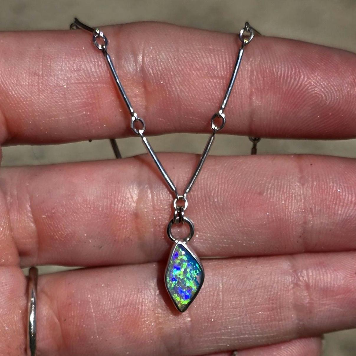 Pipe Opal Bar Necklace