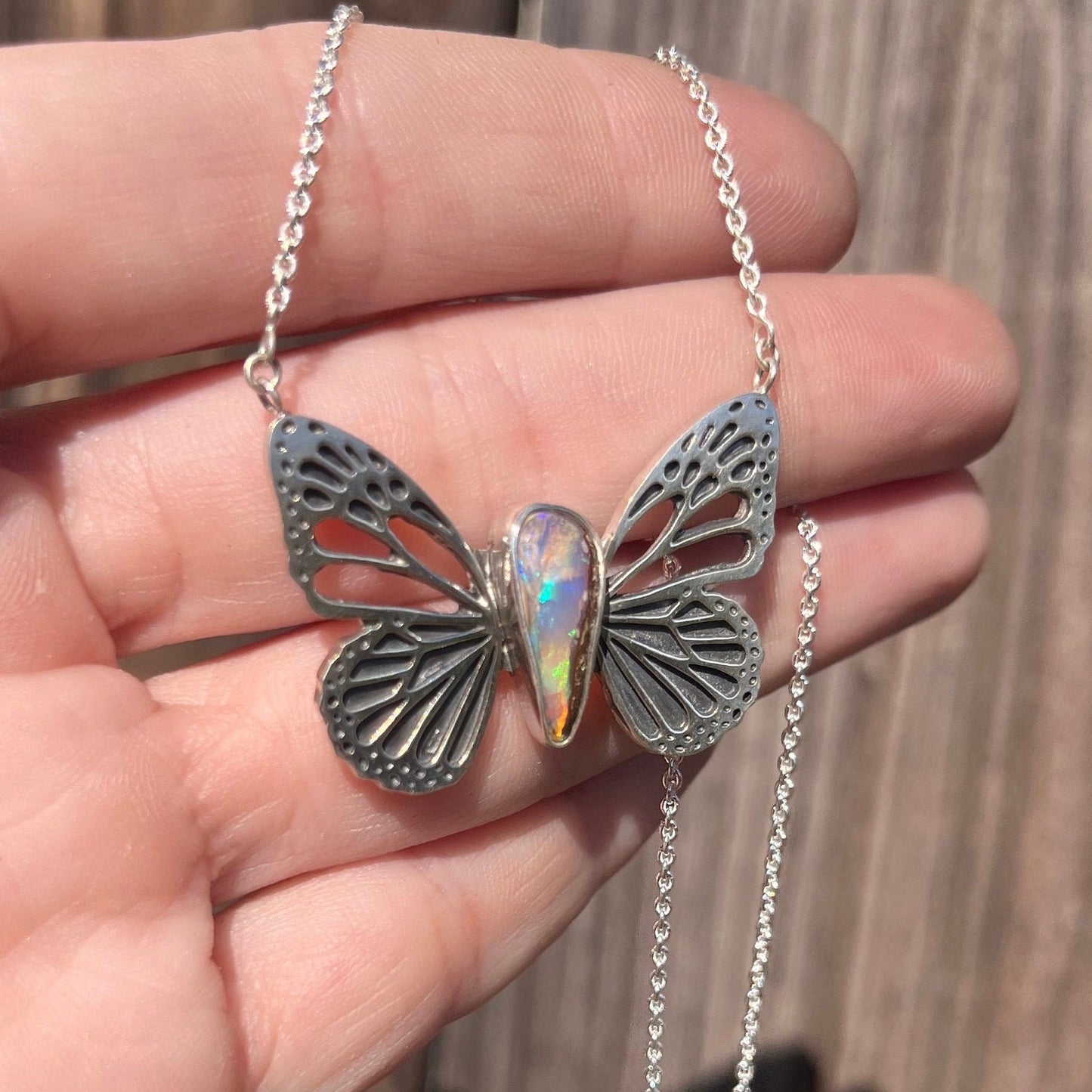 Pipe Opal Butterfly Necklace