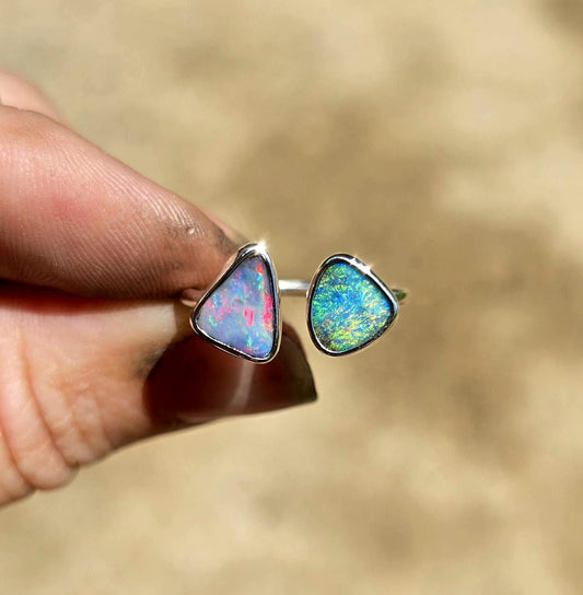 Boulder Opal Open Shank Ring Size 6-7
