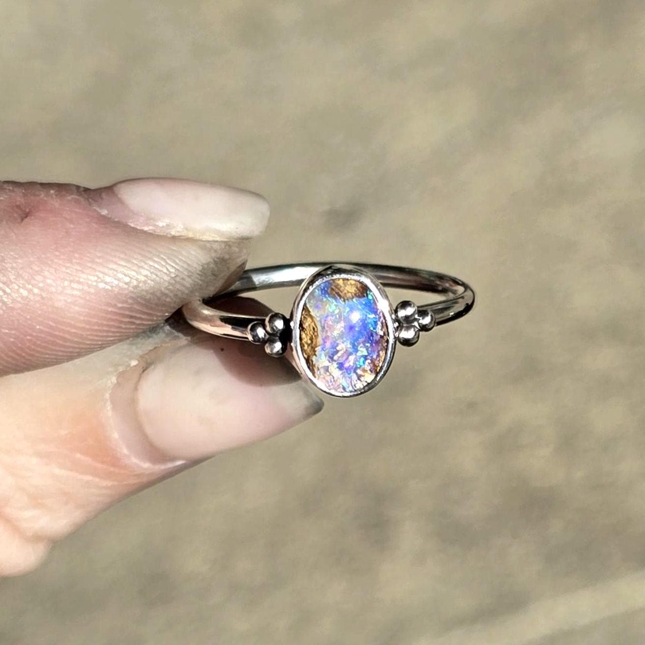 Dainty Pipe Opal Ring size 6.5