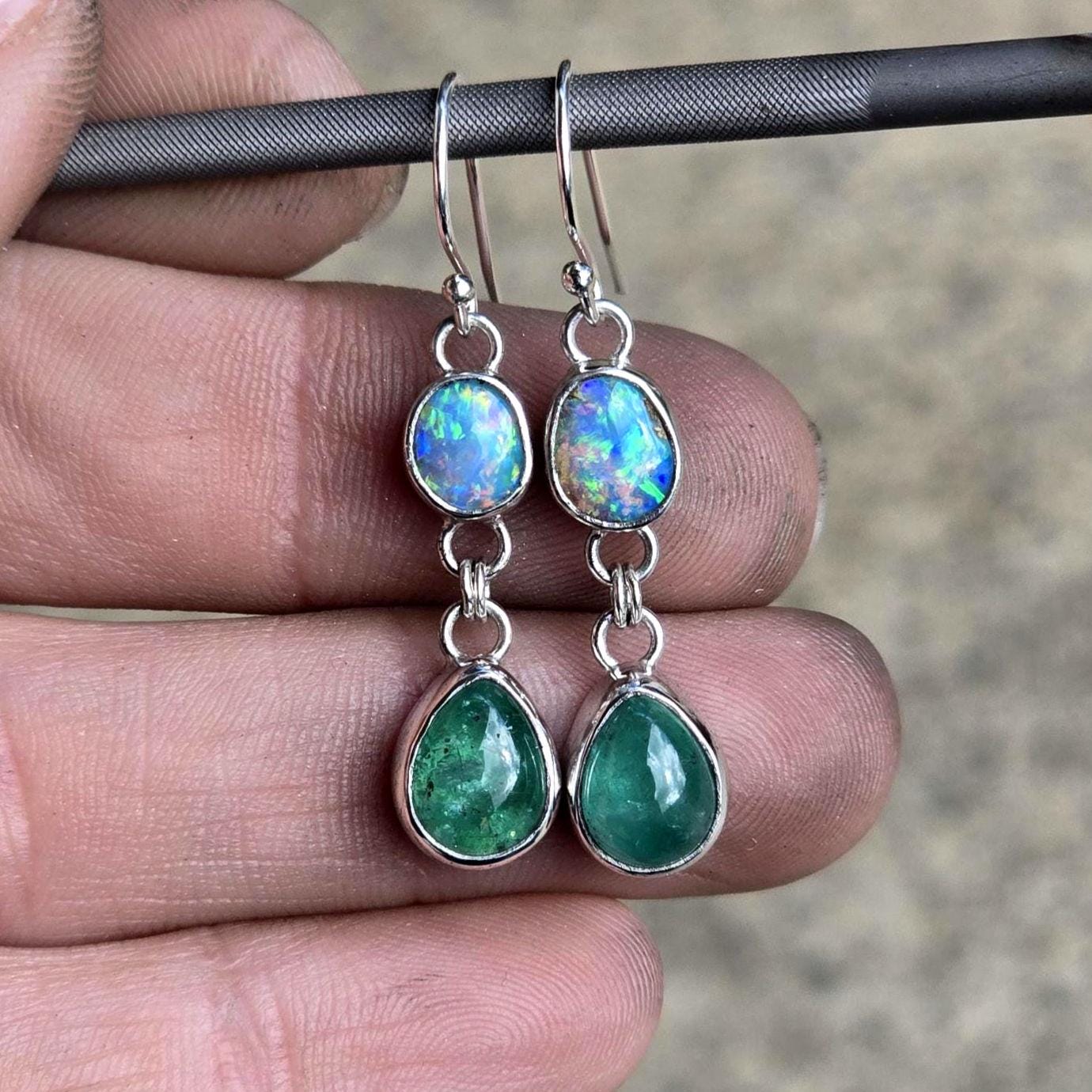 Pipe opal Zambia Emerald Earrings