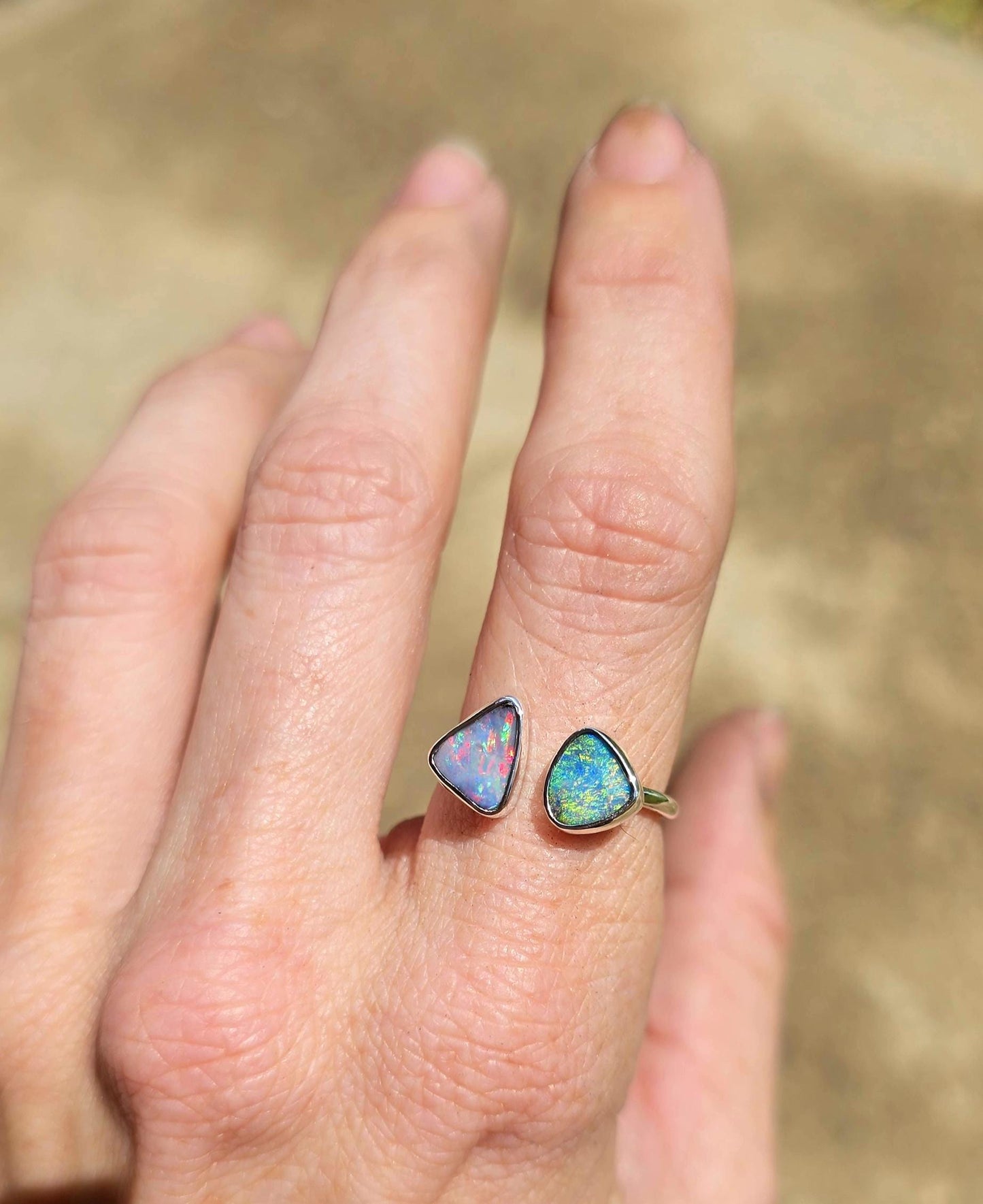 Boulder Opal Open Shank Ring Size 6-7