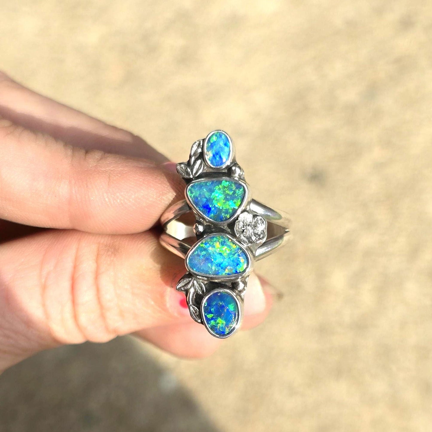 Floral Opal Statement Ring