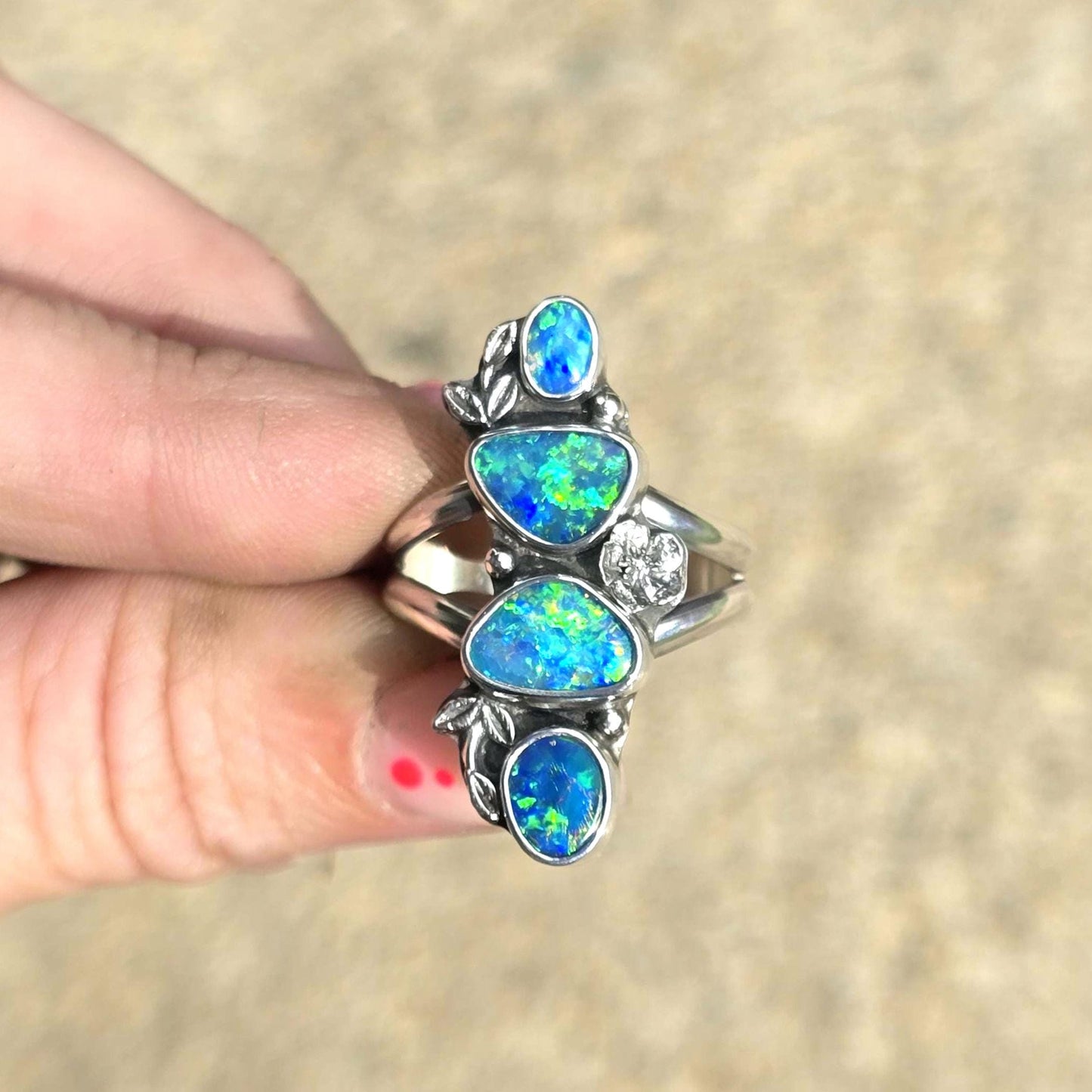 Floral Opal Statement Ring