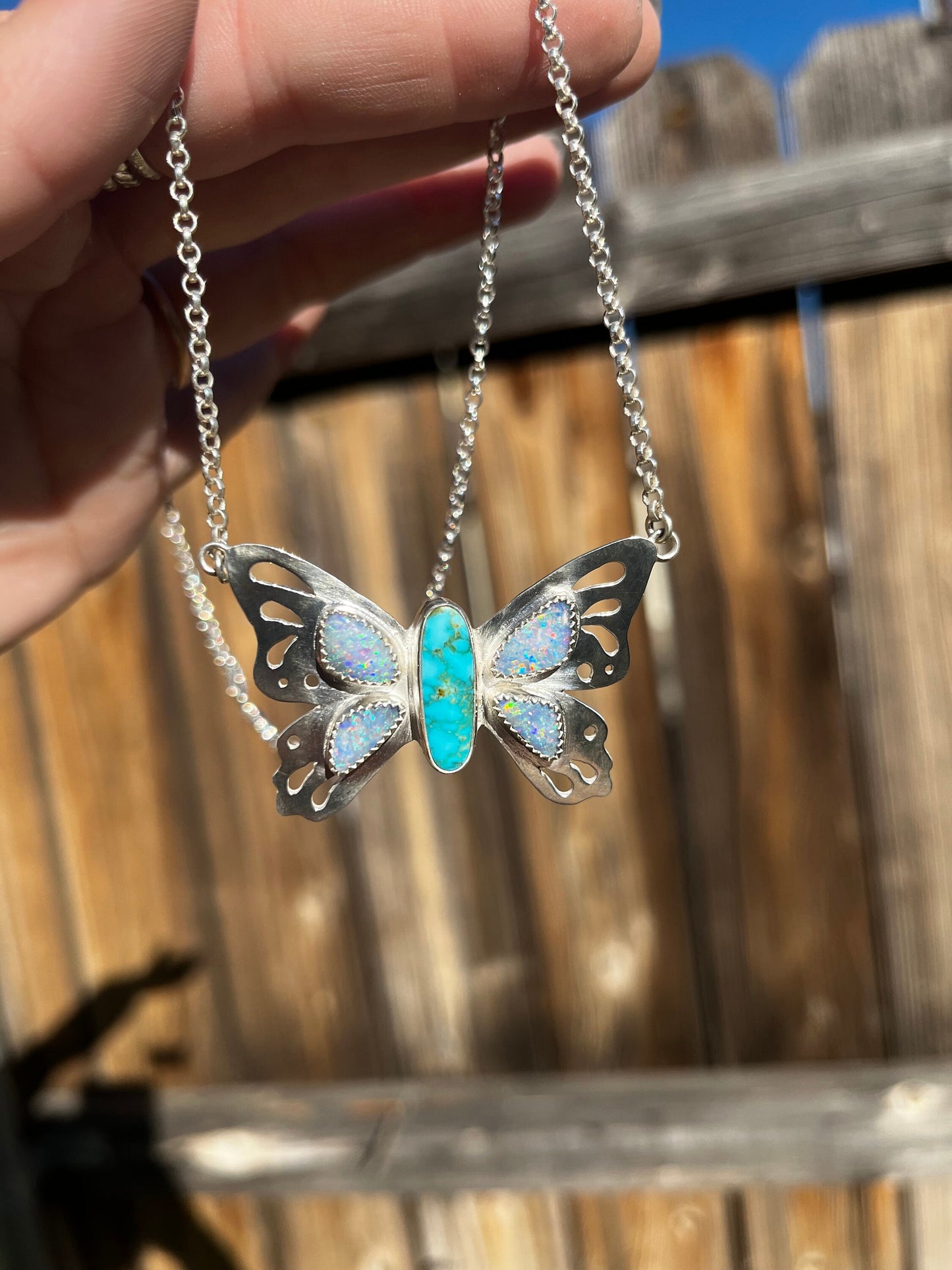 Coober Pedy Opal and Kingman turquoise butterfly