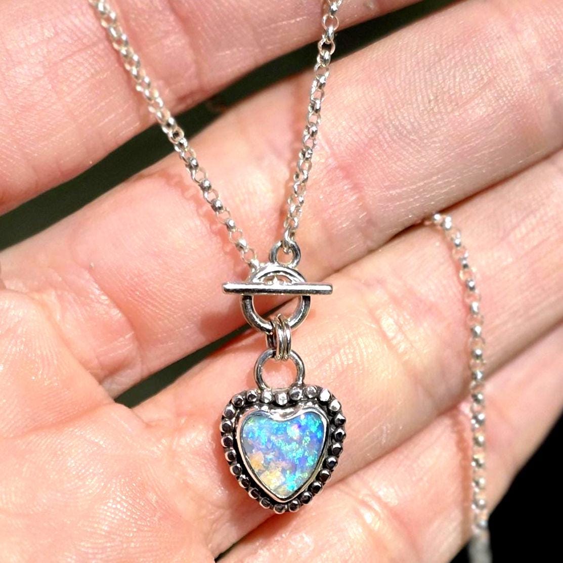 Opal Heart Tiny Toggle Necklace