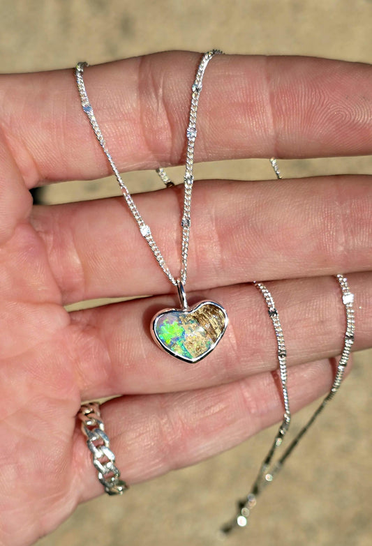 Woody Opal Heart Necklace