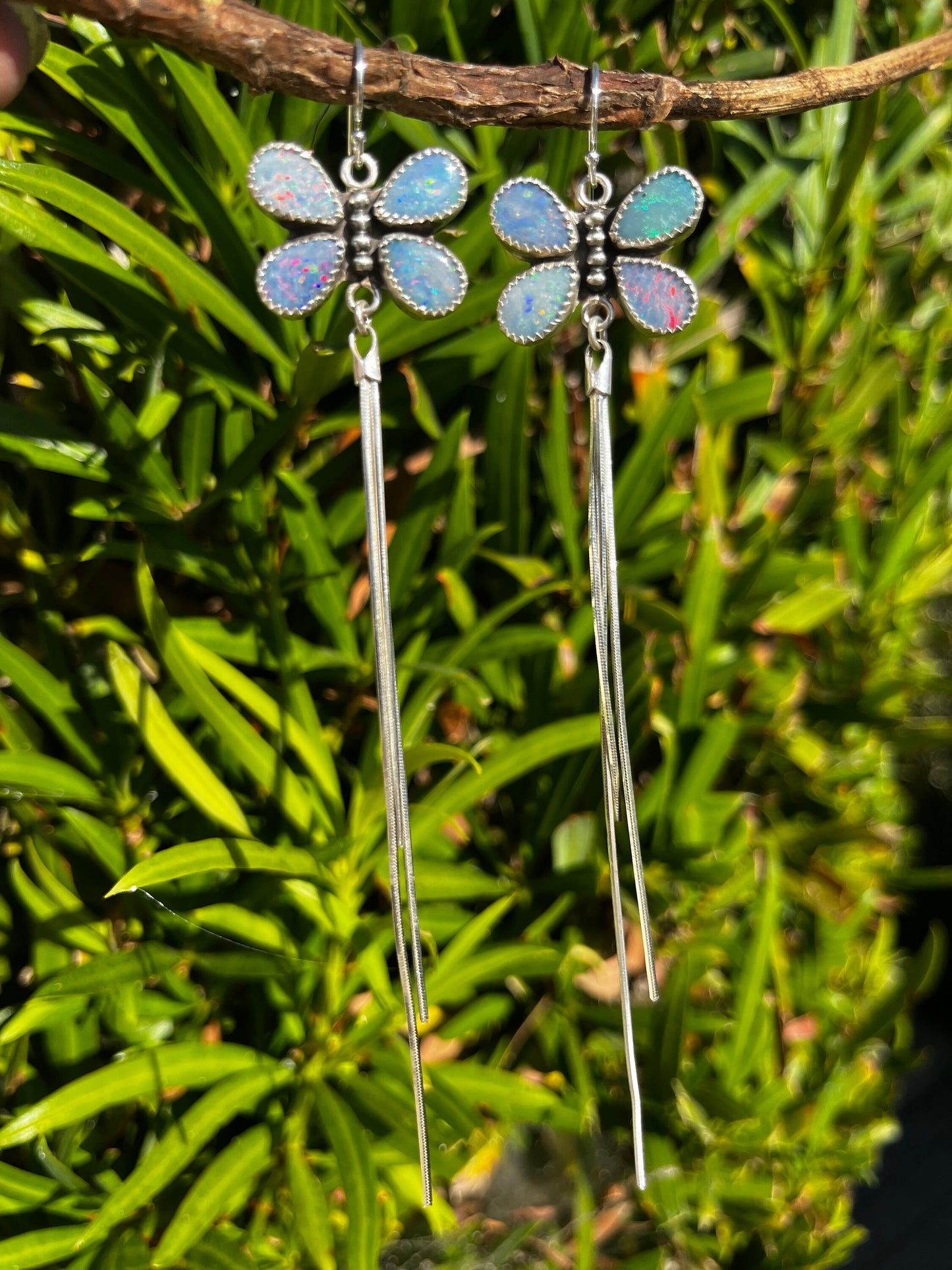 Dainty Australian Opal butterfly earrings