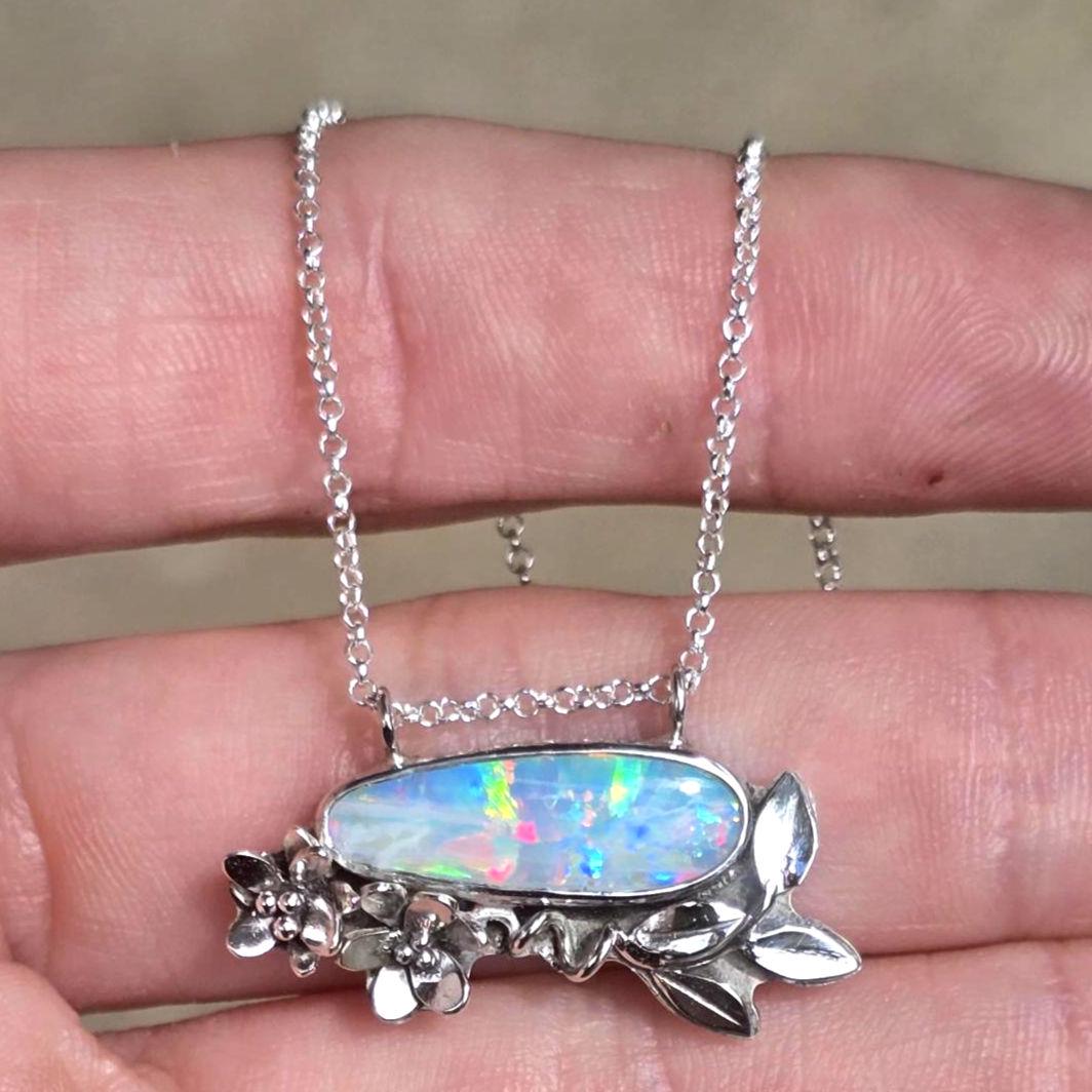 **Flaw Floral Australian Opal Necklace