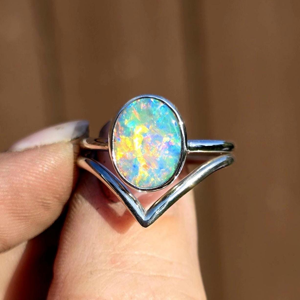 Opal Chevron Ring size 6
