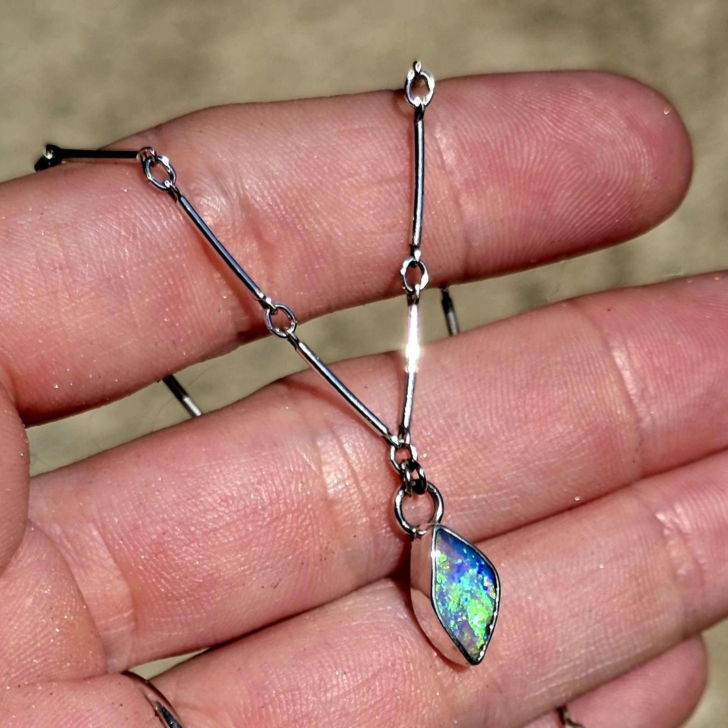 Pipe Opal Bar Necklace