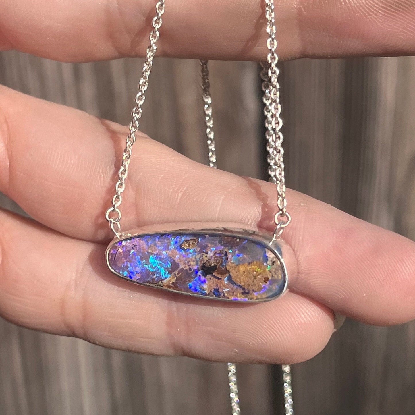 Purple Crystal Pipe Opal Necklace