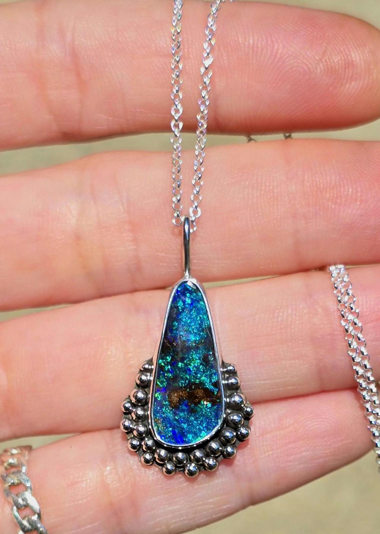 Starry Nights Boulder Opal Necklace