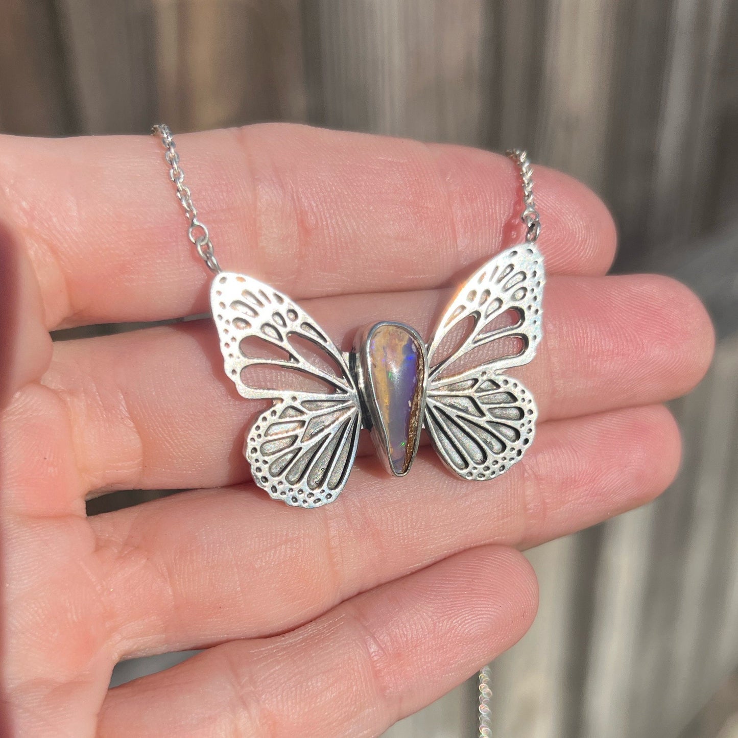 Pipe Opal Butterfly Necklace