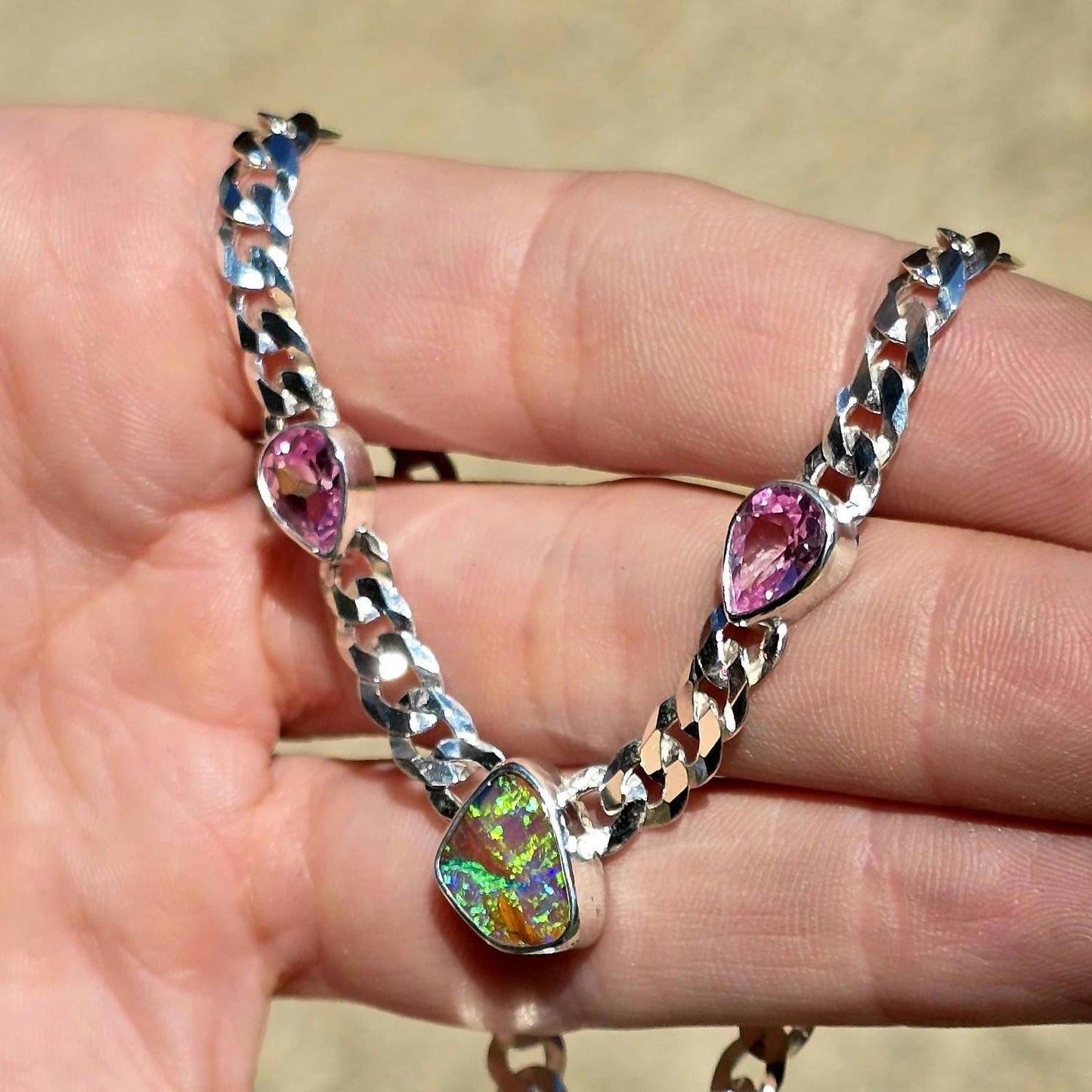 Pink Pipe Opal Morganite Necklace