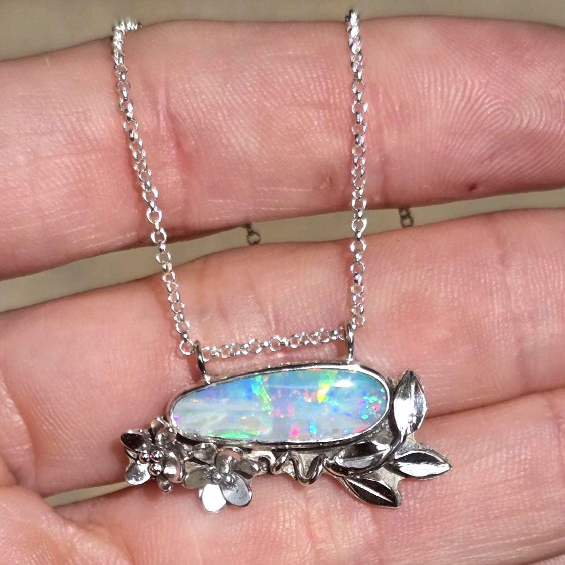 **Flaw Floral Australian Opal Necklace