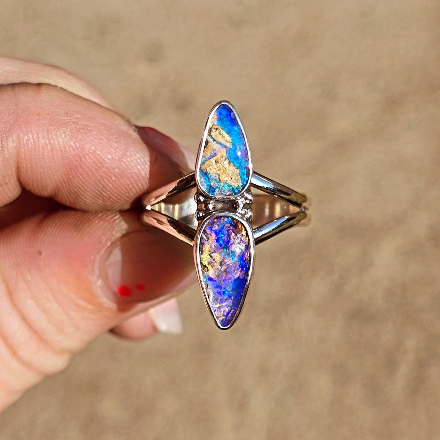Blurple Pipe Opal Ring size 9