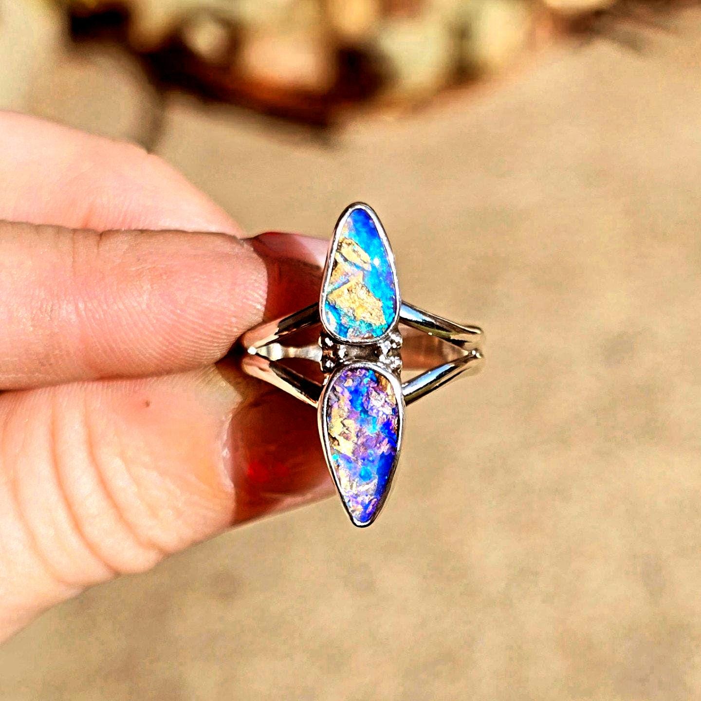 Blurple Pipe Opal Ring size 9