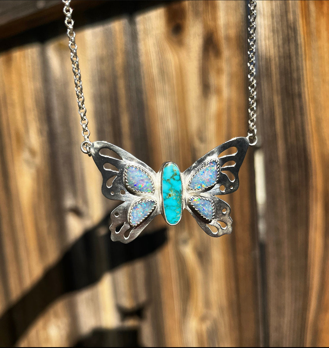 Coober Pedy Opal and Kingman turquoise butterfly