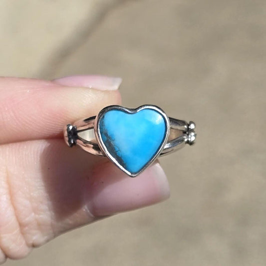 Kingmam Turquoise Heart Ring size 5