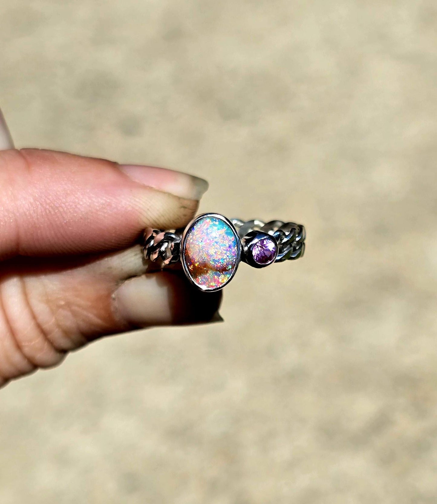 Pipe Opal Pink Sapphire Ring size 7